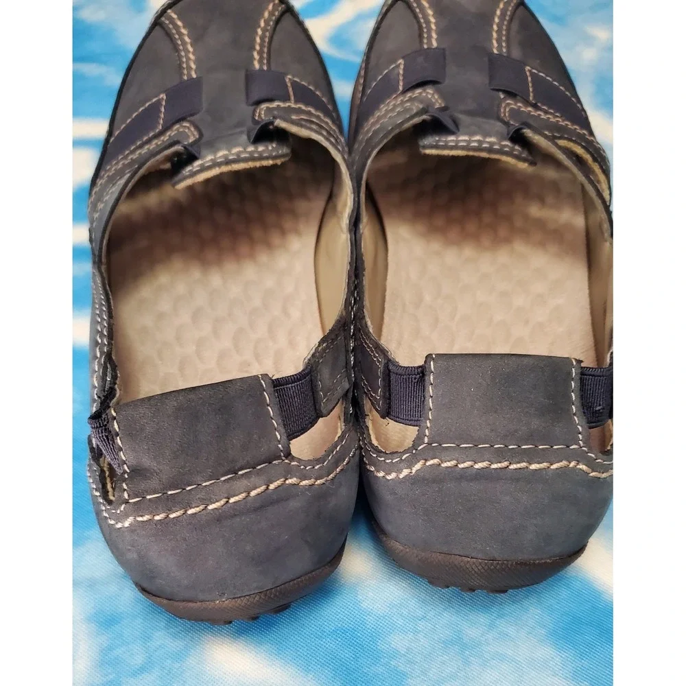 Clarks Collection Comfort Slip On Casual Shoes Navy Blue Flats Size 7 ladies‎